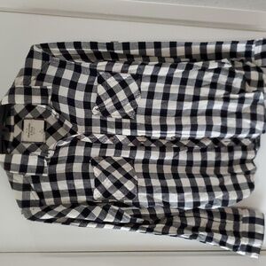 Womens Abercrombie & Fitch black white button up long sleeve top M